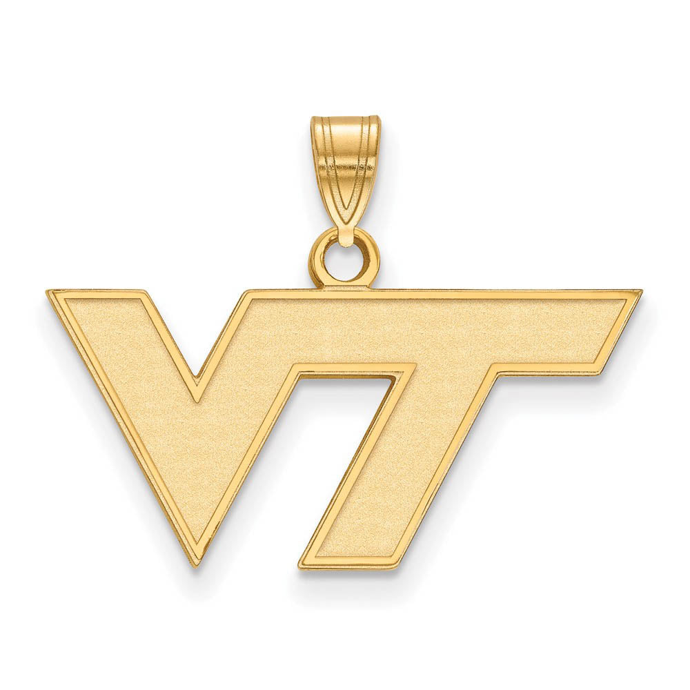 14k Gold Plated Silver Virginia Tech Logo Small Pendant, Item P24619 by The Black Bow Jewelry Co.