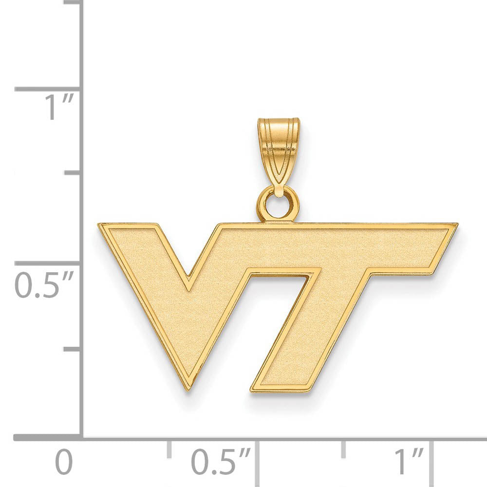 Alternate view of the 14k Gold Plated Silver Virginia Tech Logo Small Pendant by The Black Bow Jewelry Co.