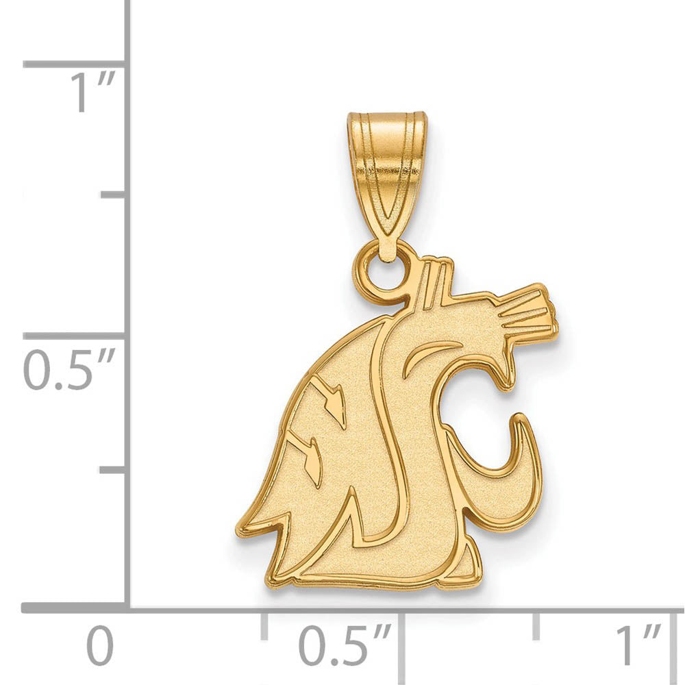 Alternate view of the 14k Gold Plated Silver Washington State Medium Mascot Pendant by The Black Bow Jewelry Co.