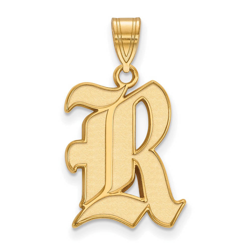 14k Gold Plated Silver Rice U. Large 'R' Pendant, Item P24623 by The Black Bow Jewelry Co.