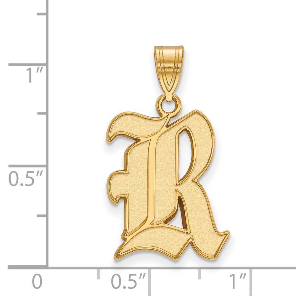 Alternate view of the 14k Gold Plated Silver Rice U. Large 'R' Pendant by The Black Bow Jewelry Co.