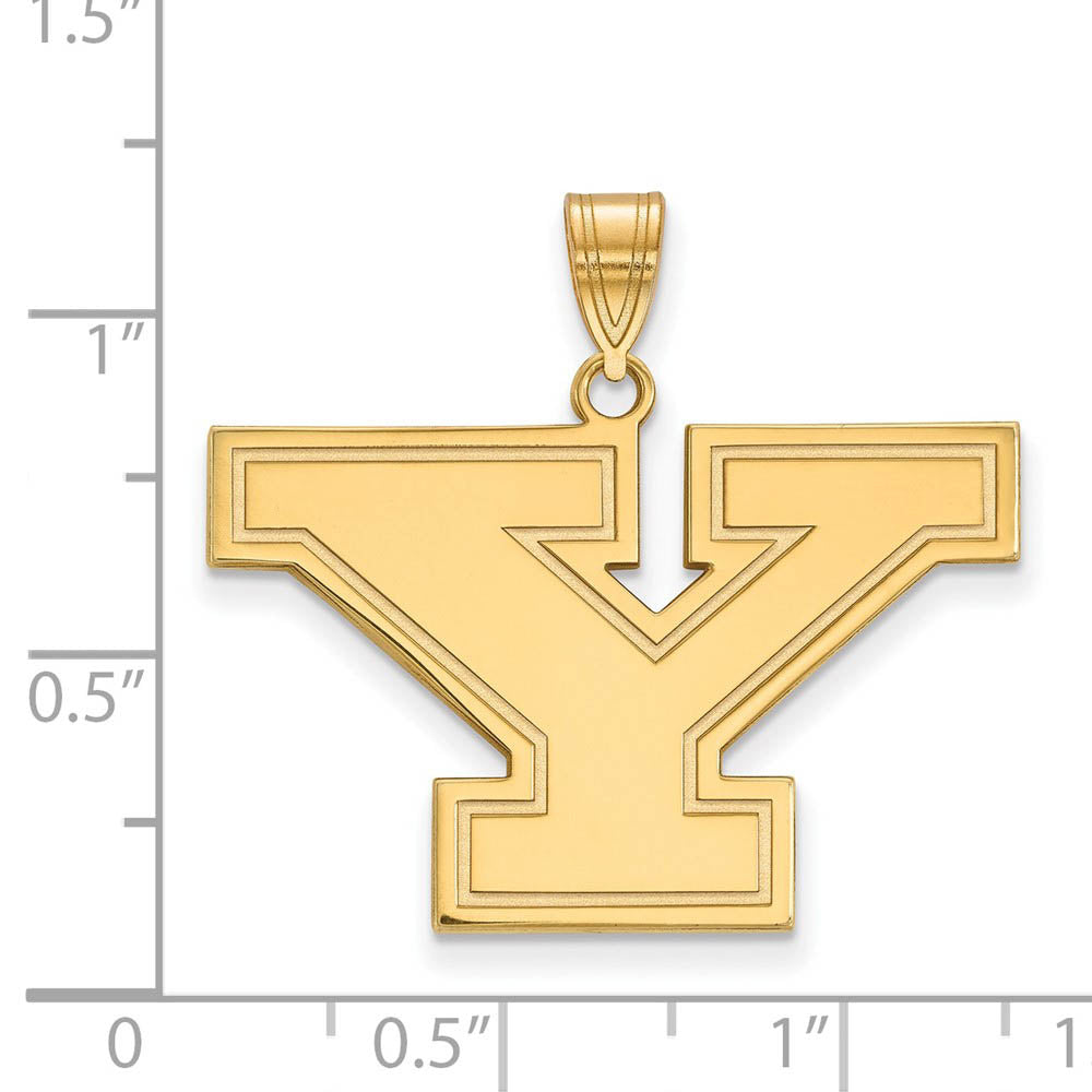 Alternate view of the 14k Gold Plated Silver Youngstown State Large Initial Y Pendant by The Black Bow Jewelry Co.