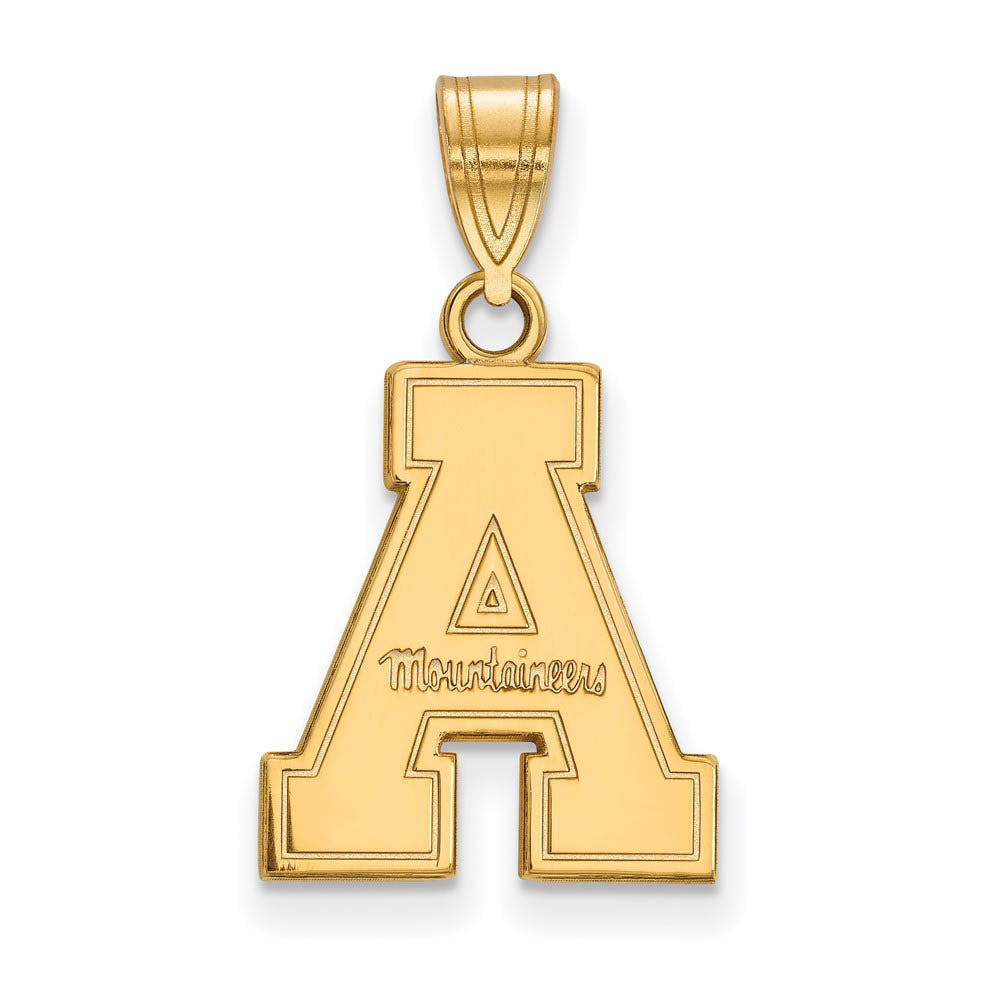 14k Gold Plated Silver Appalachian State Medium 'A' Pendant, Item P24627 by The Black Bow Jewelry Co.