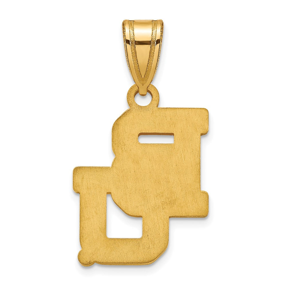 Alternate view of the 14k Gold Plated Silver Baylor U Medium 'BU' Pendant by The Black Bow Jewelry Co.