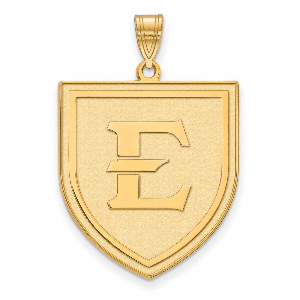 14k Gold Plated Silver East Tennessee State XL Pendant, Item P24635 by The Black Bow Jewelry Co.