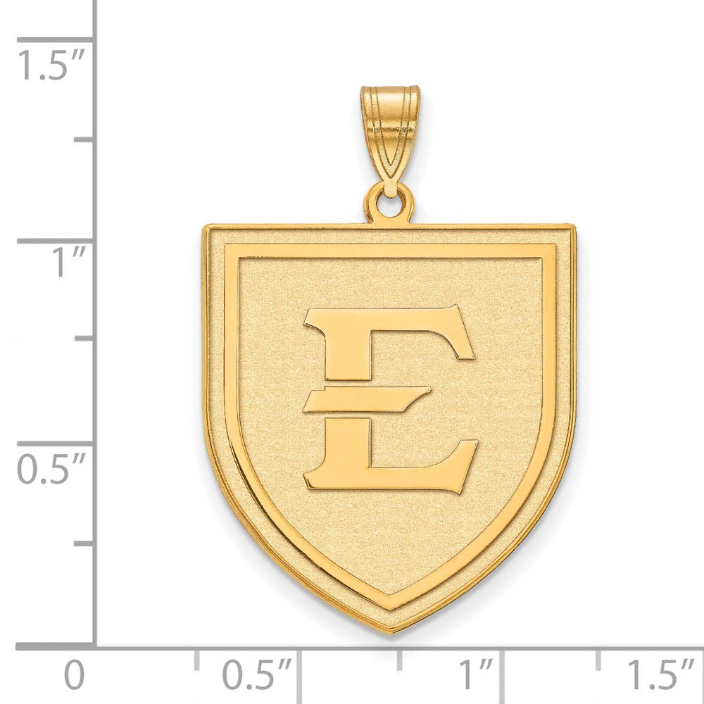 Alternate view of the 14k Gold Plated Silver East Tennessee State XL Pendant by The Black Bow Jewelry Co.