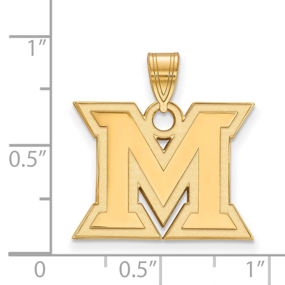 Alternate view of the 14k Gold Plated Silver Miami U Medium Initial M Pendant by The Black Bow Jewelry Co.
