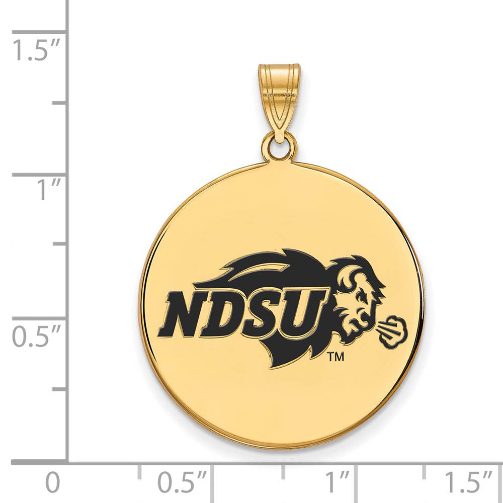 Alternate view of the 14k Gold Plated Silver North Dakota State XL Enamel Disc Pendant by The Black Bow Jewelry Co.