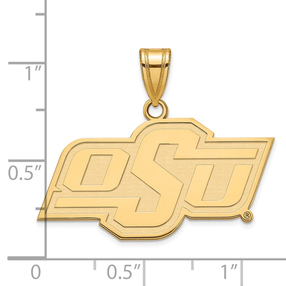Alternate view of the 14k Gold Plated Silver Oklahoma State Medium Pendant by The Black Bow Jewelry Co.