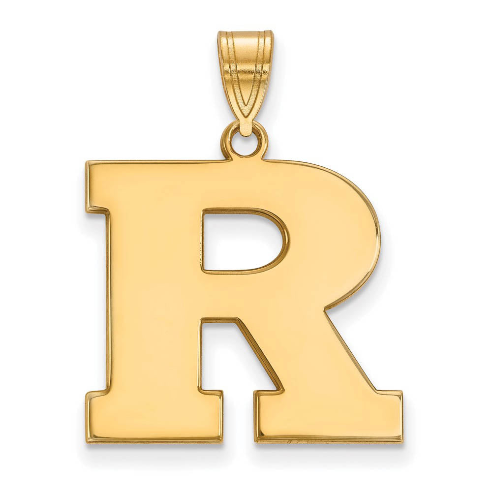 14k Gold Plated Silver Rutgers Large Initial R Pendant, Item P24656 by The Black Bow Jewelry Co.
