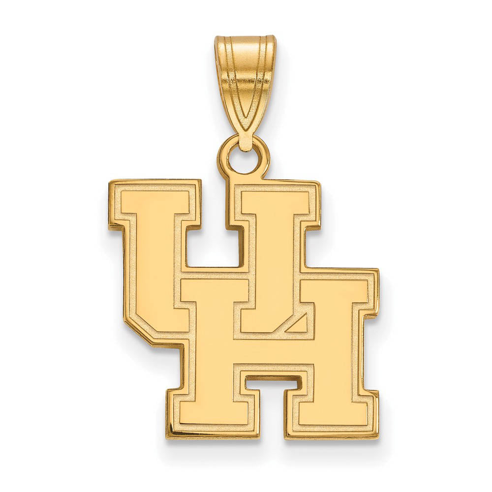 14k Gold Plated Silver U. of Houston Medium 'UH' Pendant, Item P24672 by The Black Bow Jewelry Co.