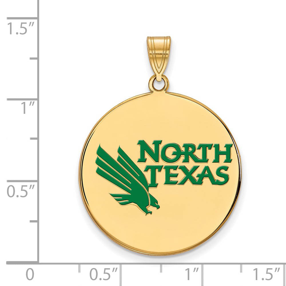 Alternate view of the 14k Gold Plated Silver North Texas XL Enamel Disc Pendant by The Black Bow Jewelry Co.