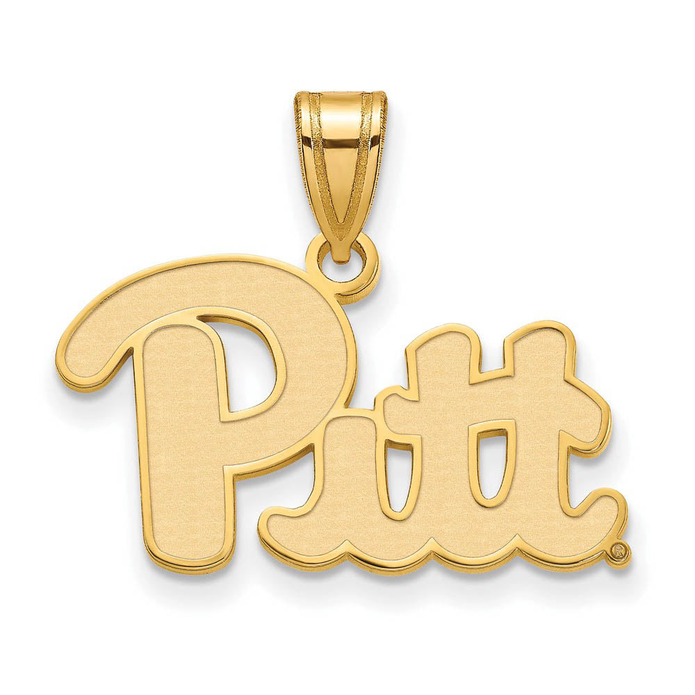 14k Gold Plated Silver U. of Pittsburgh Medium 'Pitt' Pendant, Item P24682 by The Black Bow Jewelry Co.