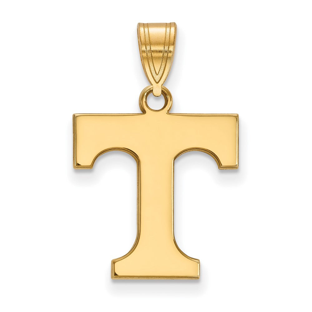 14k Gold Plated Silver U. of Tennessee Medium Initial T Pendant, Item P24688 by The Black Bow Jewelry Co.