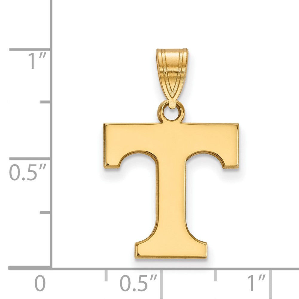 Alternate view of the 14k Gold Plated Silver U. of Tennessee Medium Initial T Pendant by The Black Bow Jewelry Co.