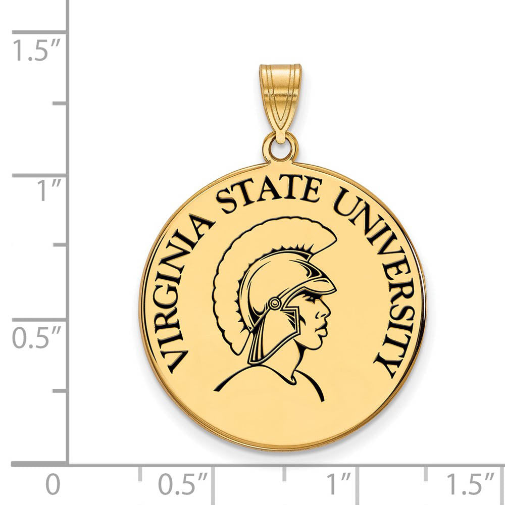 Alternate view of the 14k Gold Plated Silver Virginia State XL Enamel Disc Pendant by The Black Bow Jewelry Co.