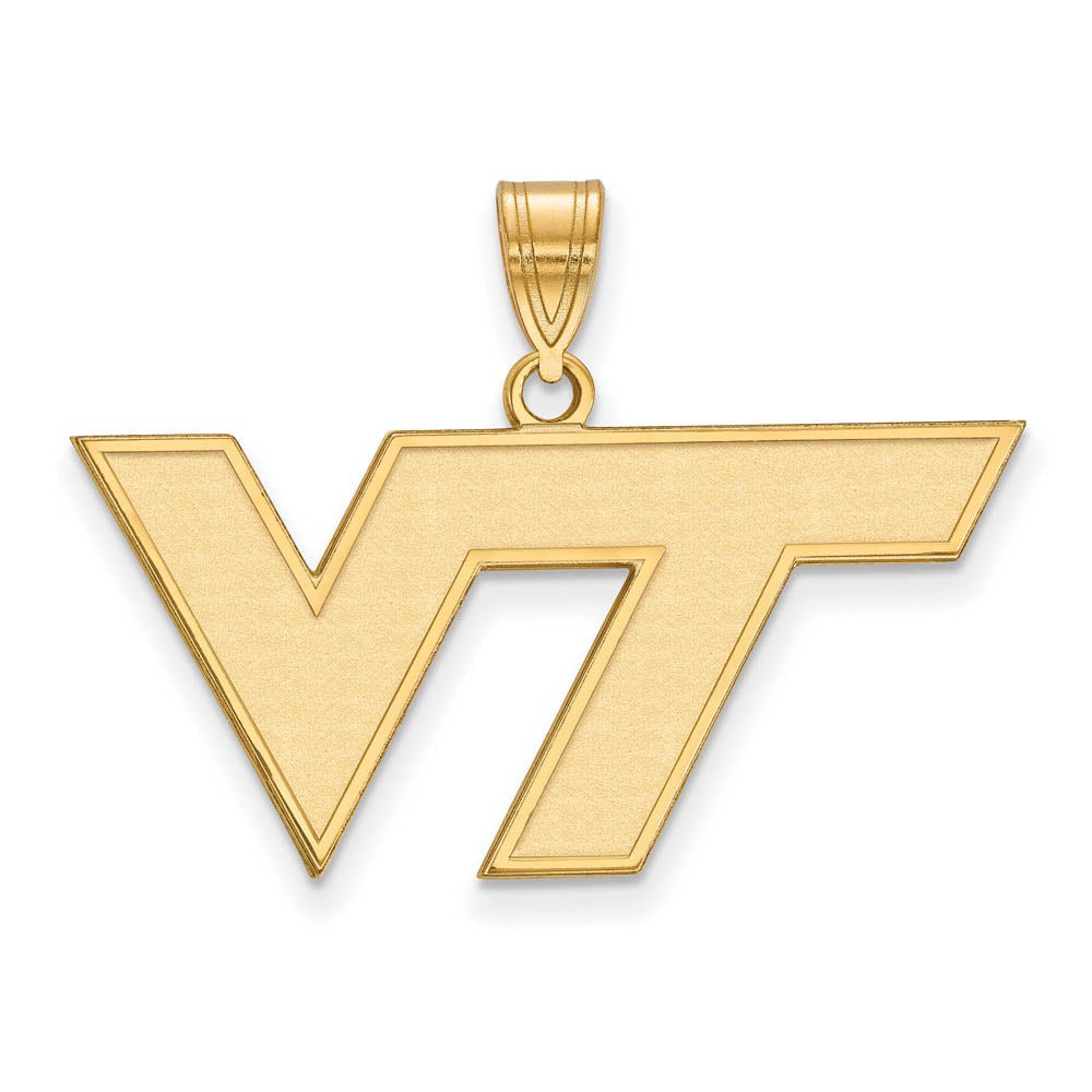 14k Gold Plated Silver Virginia Tech Medium Logo Pendant, Item P24696 by The Black Bow Jewelry Co.