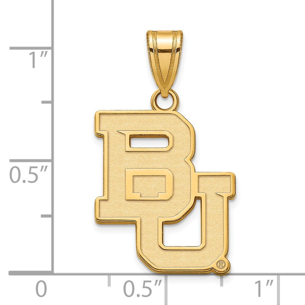 Alternate view of the 14k Gold Plated Silver Baylor U Large 'BU' Pendant by The Black Bow Jewelry Co.