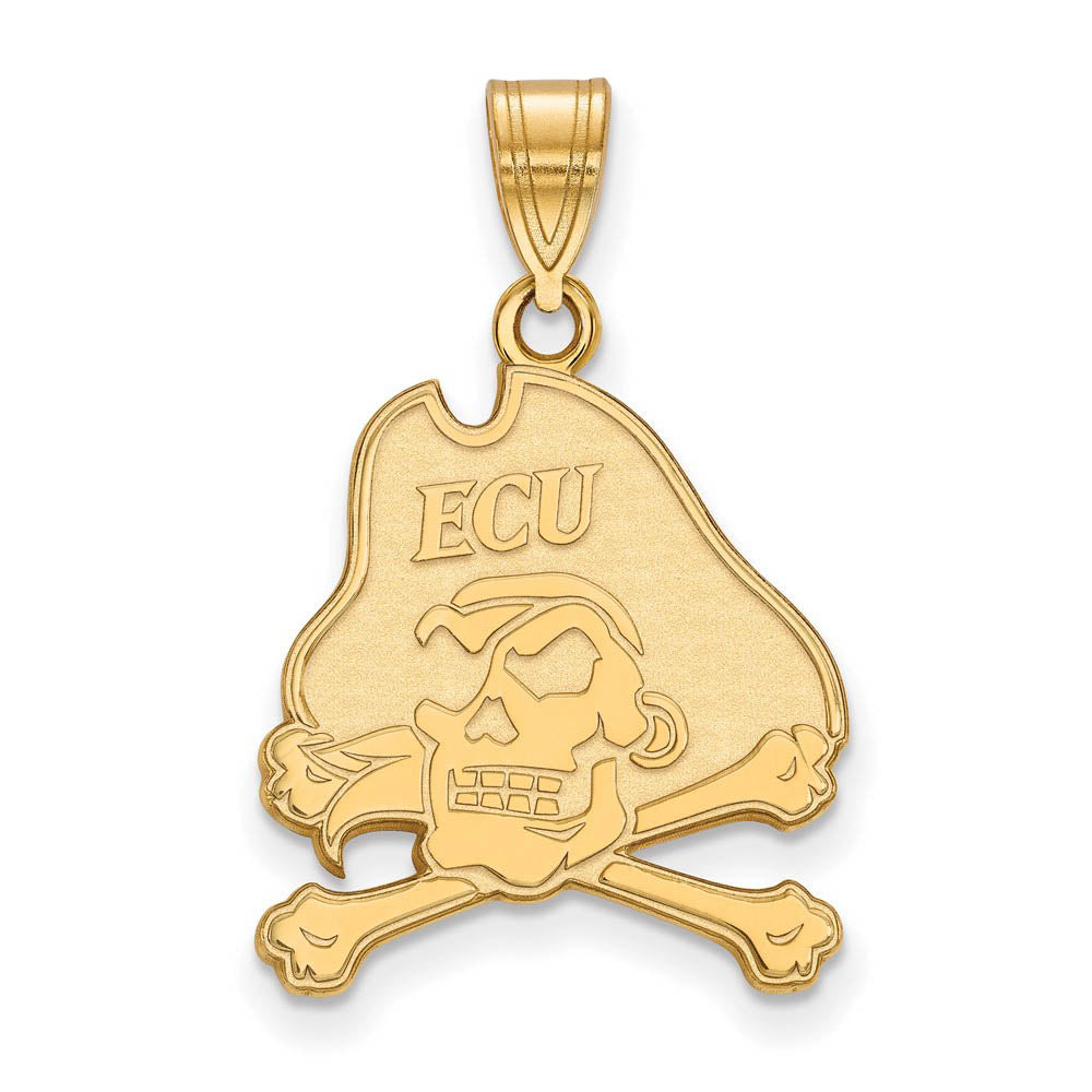 14k Gold Plated Silver East Carolina U Large Mascot Pendant, Item P24708 by The Black Bow Jewelry Co.