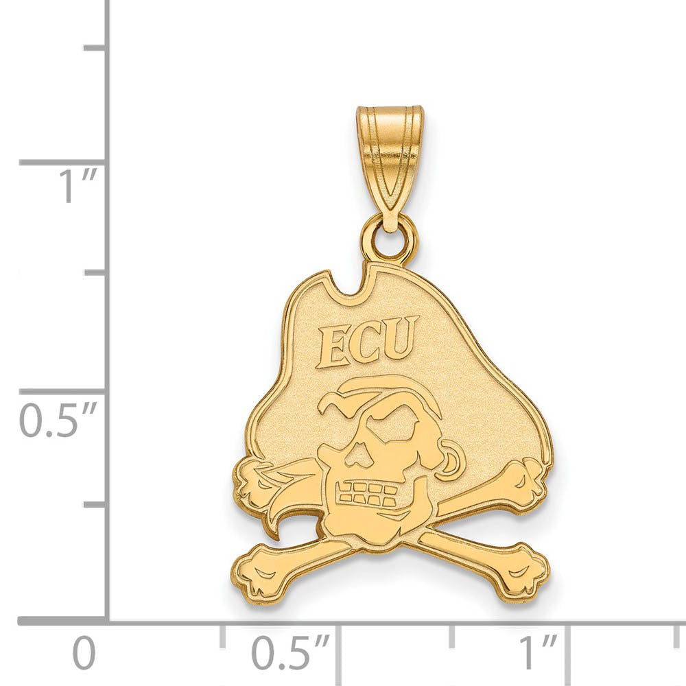 Alternate view of the 14k Gold Plated Silver East Carolina U Large Mascot Pendant by The Black Bow Jewelry Co.