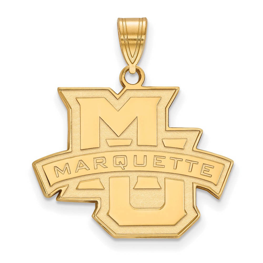 14k Gold Plated Silver Marquette U Large Logo Pendant, Item P24714 by The Black Bow Jewelry Co.