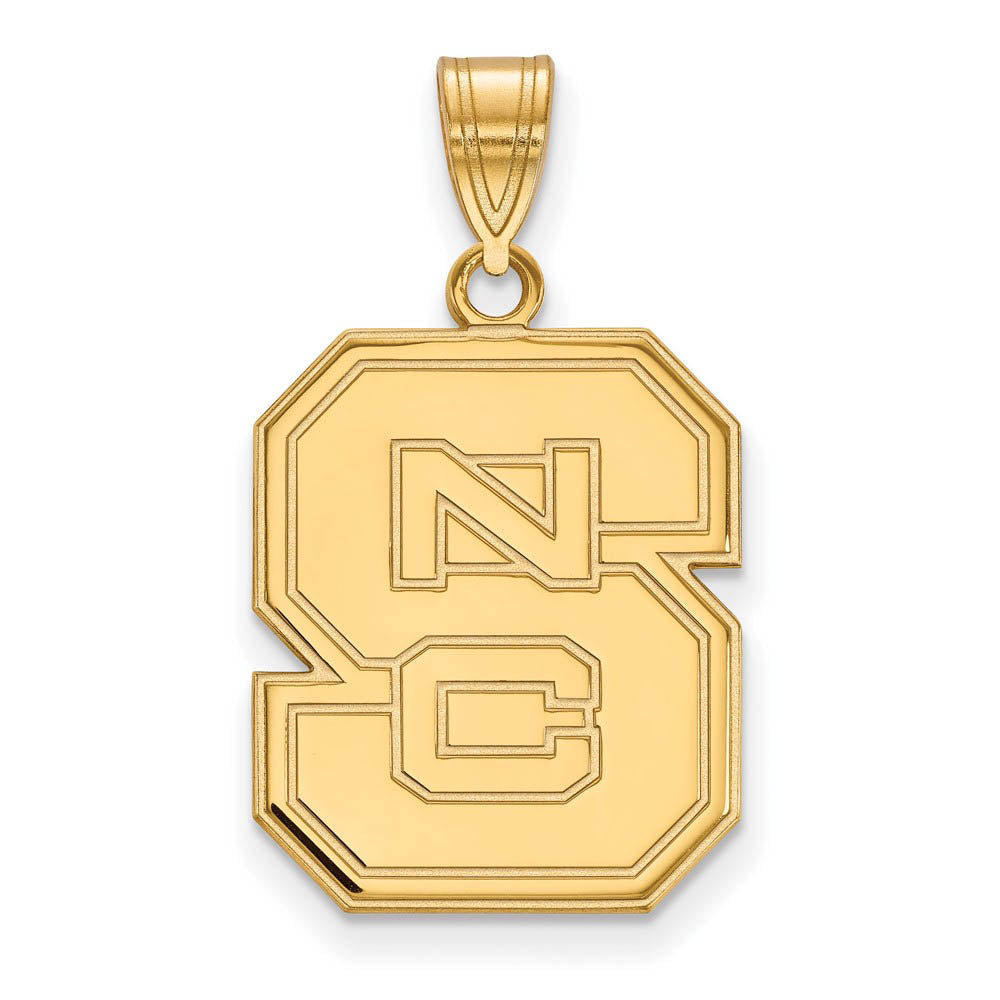 14k Gold Plated Silver North Carolina State Large 'NCS' Pendant, Item P24717 by The Black Bow Jewelry Co.