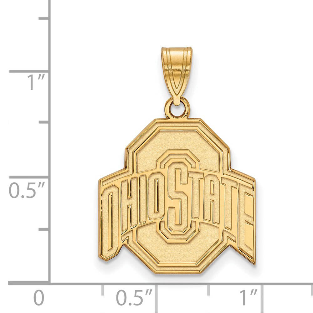 Alternate view of the 14k Gold Plated Silver Ohio State Large Pendant by The Black Bow Jewelry Co.