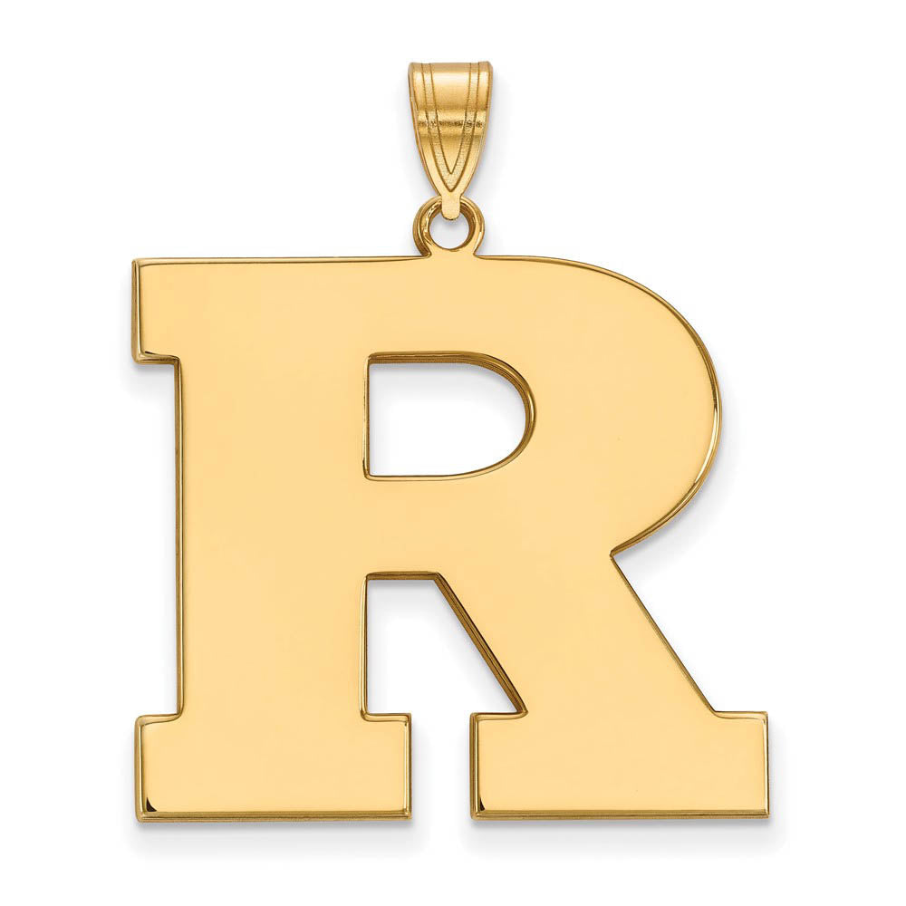 14k Gold Plated Silver Rutgers XL Initial R Pendant, Item P24724 by The Black Bow Jewelry Co.