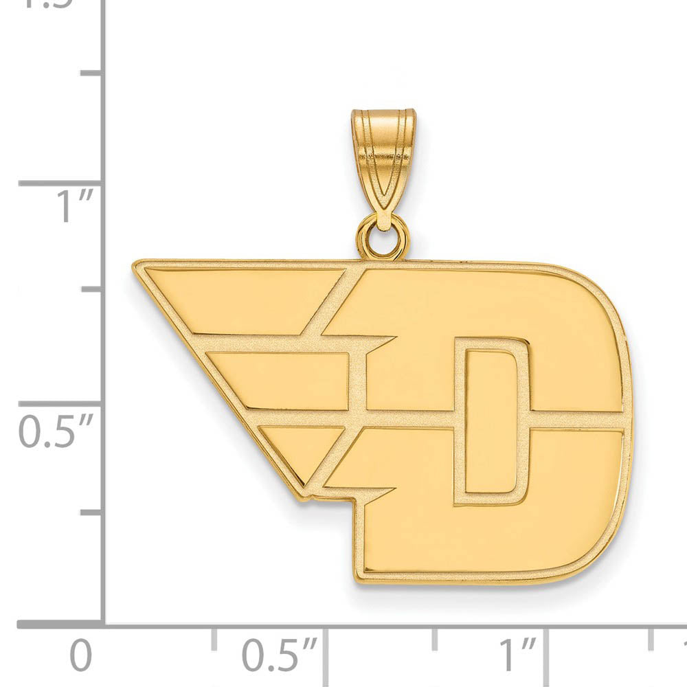 Alternate view of the 14k Gold Plated Silver U. of Dayton Large Pendant by The Black Bow Jewelry Co.