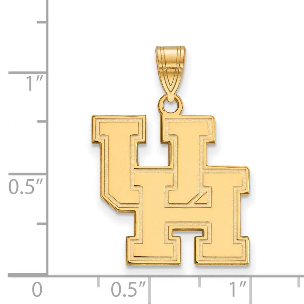 Alternate view of the 14k Gold Plated Silver U. of Houston Large Pendant by The Black Bow Jewelry Co.