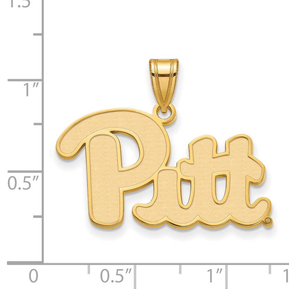 Alternate view of the 14k Gold Plated Silver U. of Pittsburgh Large 'Pitt' Pendant by The Black Bow Jewelry Co.