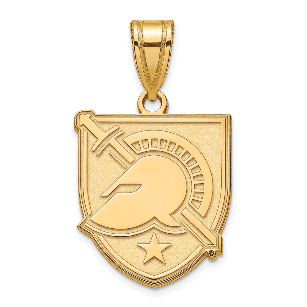 14k Gold Plated Silver Military Academy Large Shield Pendant - Black ...