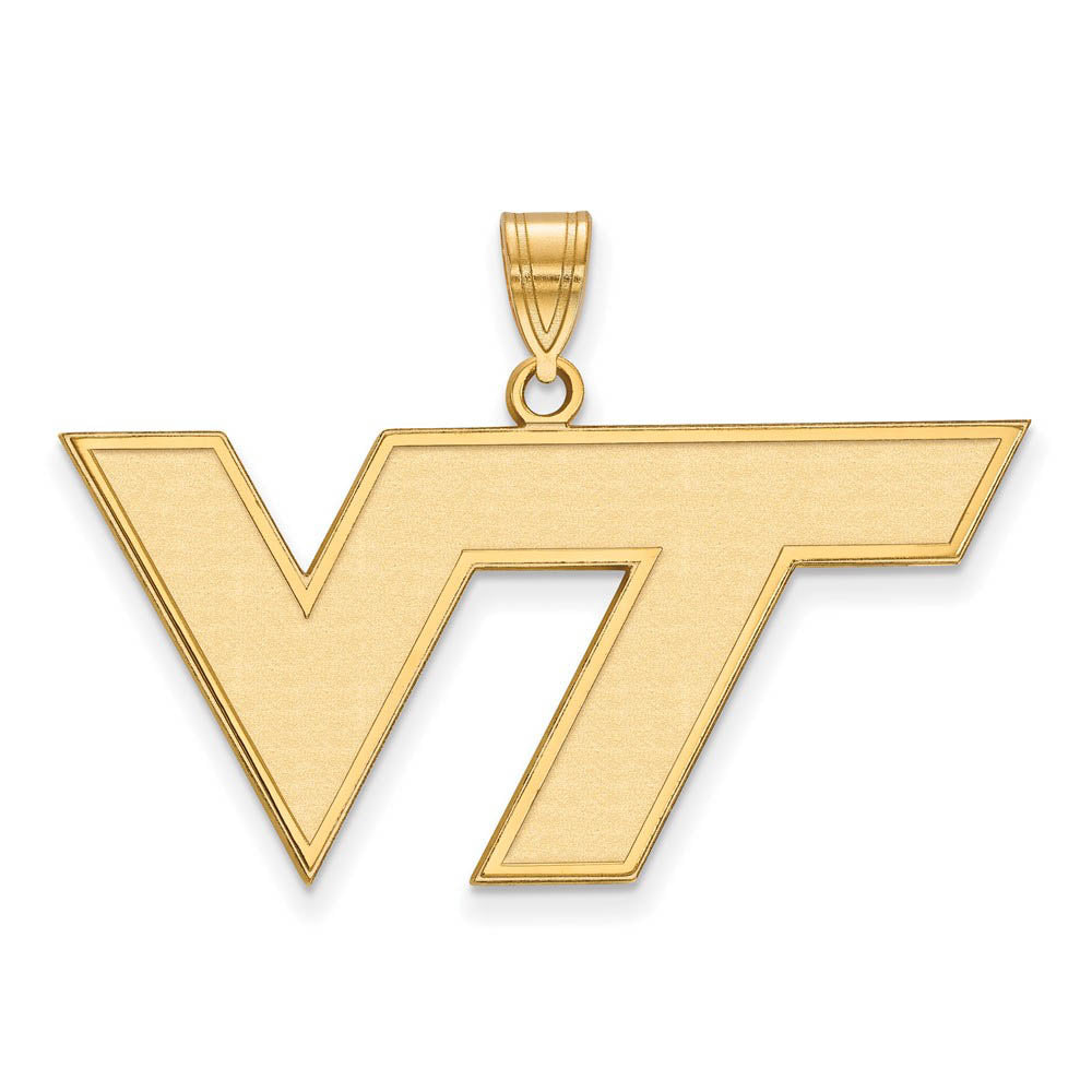 14k Gold Plated Silver Virginia Tech Large Logo Pendant, Item P24750 by The Black Bow Jewelry Co.