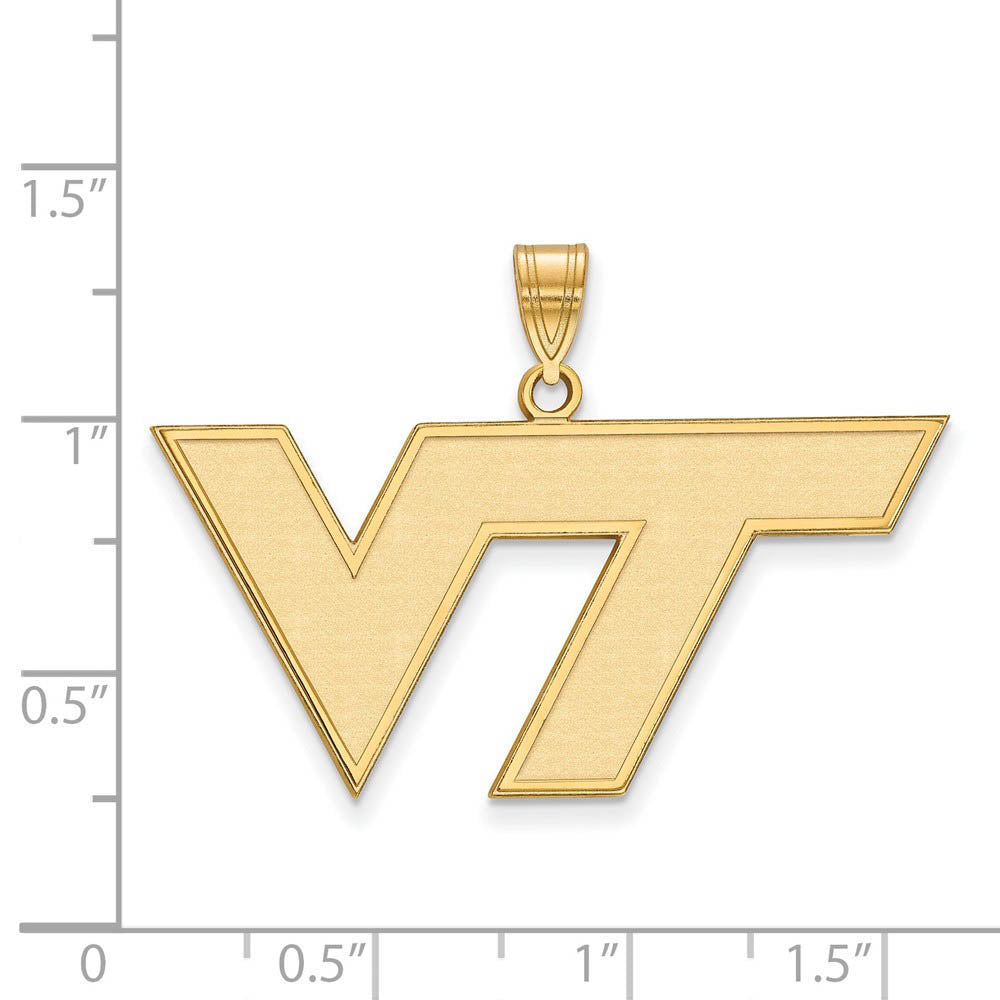 Alternate view of the 14k Gold Plated Silver Virginia Tech Large Logo Pendant by The Black Bow Jewelry Co.