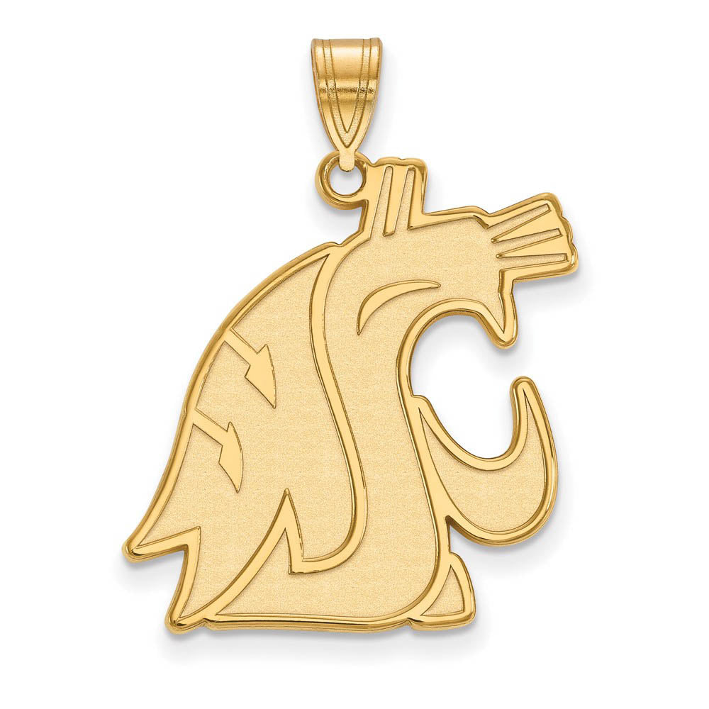 14k Gold Plated Silver Washington State XL Mascot Pendant, Item P24751 by The Black Bow Jewelry Co.