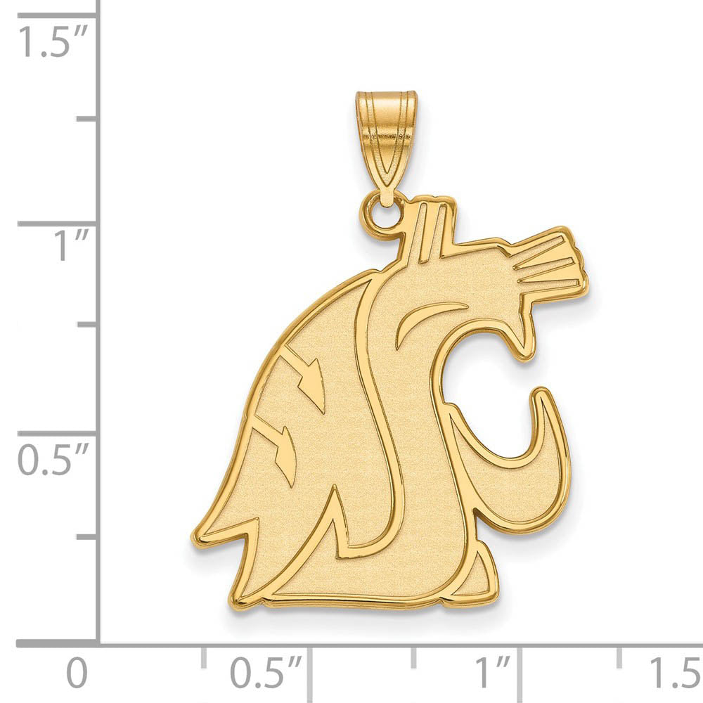 Alternate view of the 14k Gold Plated Silver Washington State XL Mascot Pendant by The Black Bow Jewelry Co.