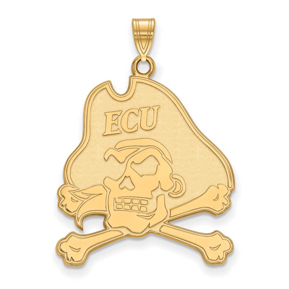 14k Gold Plated Silver East Carolina U XL Pendant, Item P24760 by The Black Bow Jewelry Co.