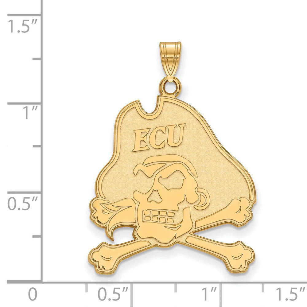 Alternate view of the 14k Gold Plated Silver East Carolina U XL Pendant by The Black Bow Jewelry Co.