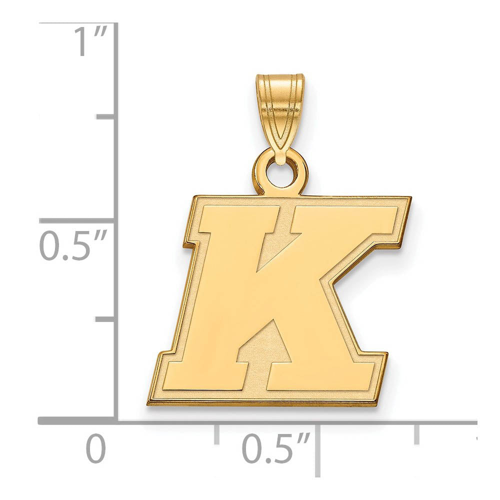 Alternate view of the 14k Gold Plated Silver Kent State Small Pendant by The Black Bow Jewelry Co.