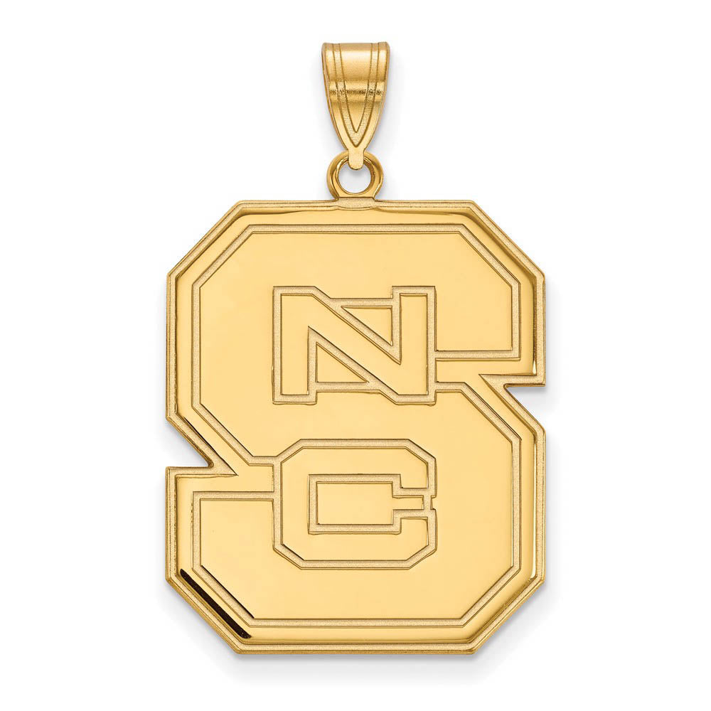 14k Gold Plated Silver North Carolina State XL 'NCS' Pendant, Item P24768 by The Black Bow Jewelry Co.