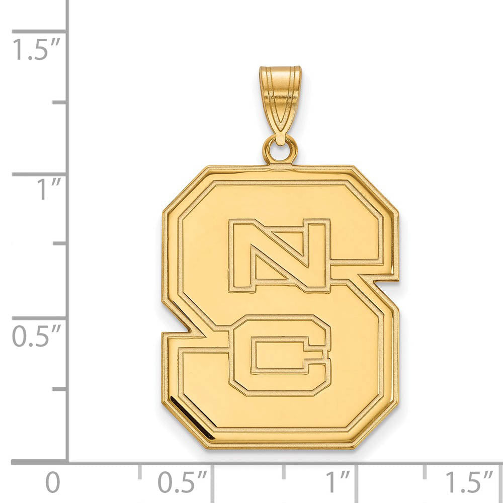 Alternate view of the 14k Gold Plated Silver North Carolina State XL 'NCS' Pendant by The Black Bow Jewelry Co.