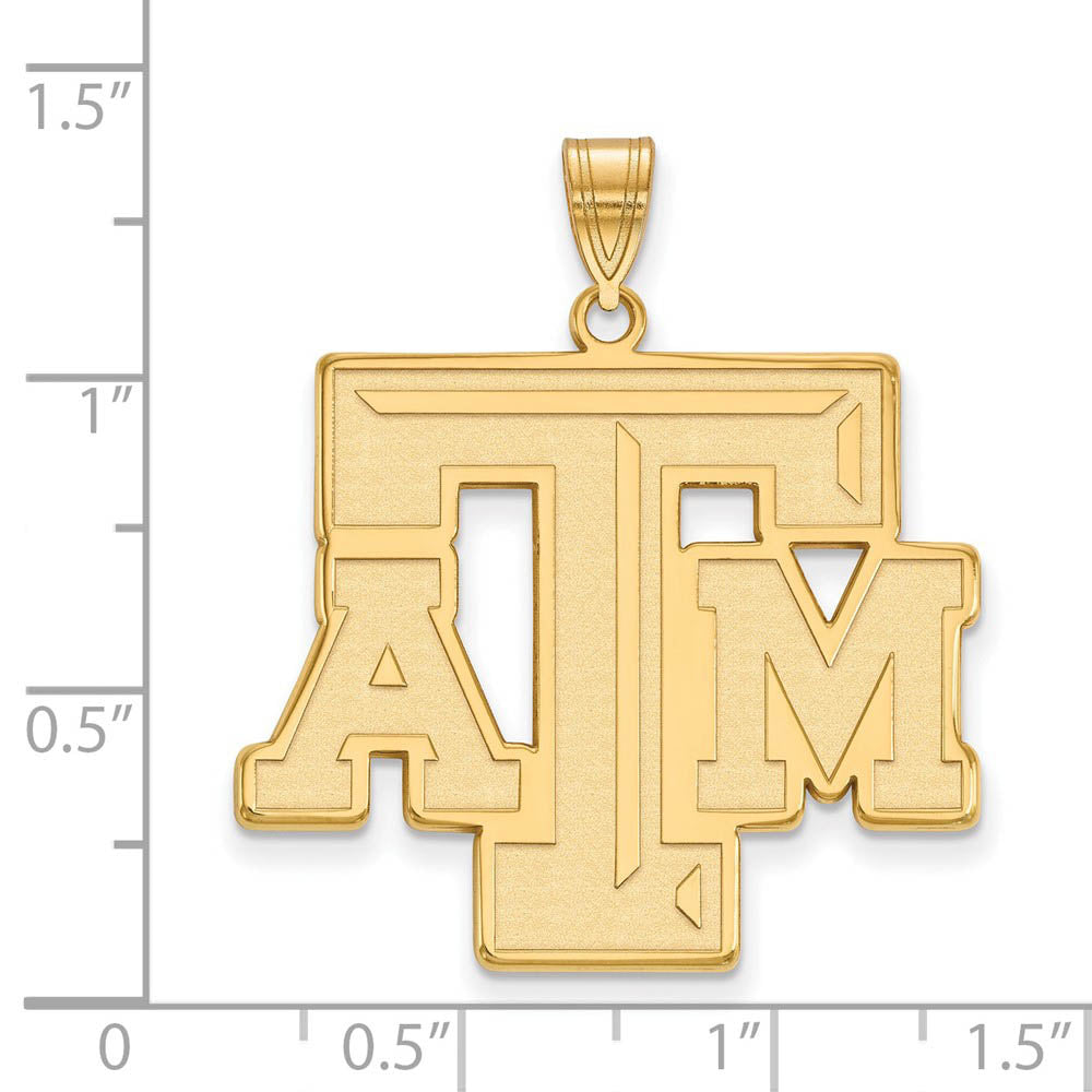 Alternate view of the 14k Gold Plated Silver Texas A&M U. XL Fancy 'TAM' Pendant by The Black Bow Jewelry Co.