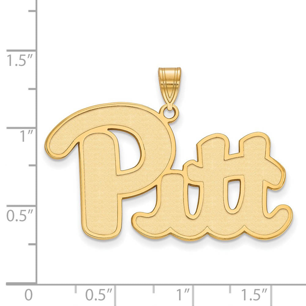 Alternate view of the 14k Gold Plated Silver U. of Pittsburgh XL Pendant by The Black Bow Jewelry Co.