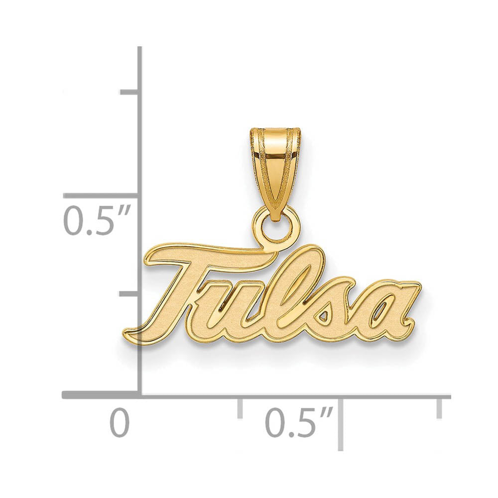 Alternate view of the 14k Gold Plated Silver The U. of Tulsa Small Pendant by The Black Bow Jewelry Co.