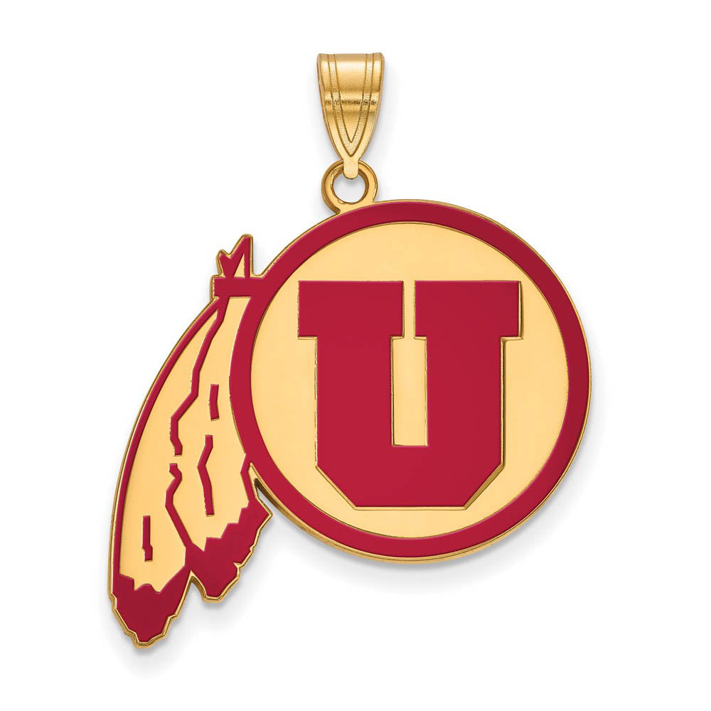 14k Gold Plated Silver U. of Utah XL Enamel Pendant, Item P24785 by The Black Bow Jewelry Co.