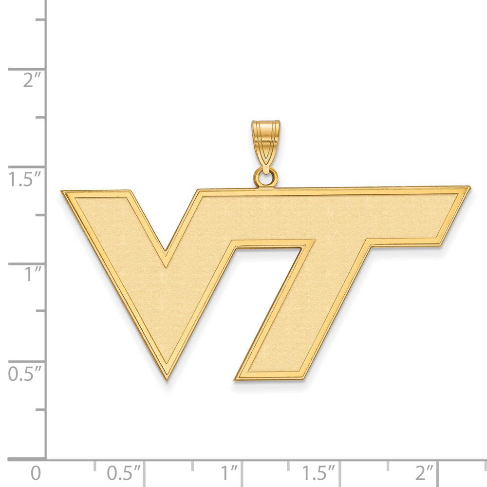 Alternate view of the 14k Gold Plated Silver Virginia Tech XL Logo Pendant by The Black Bow Jewelry Co.