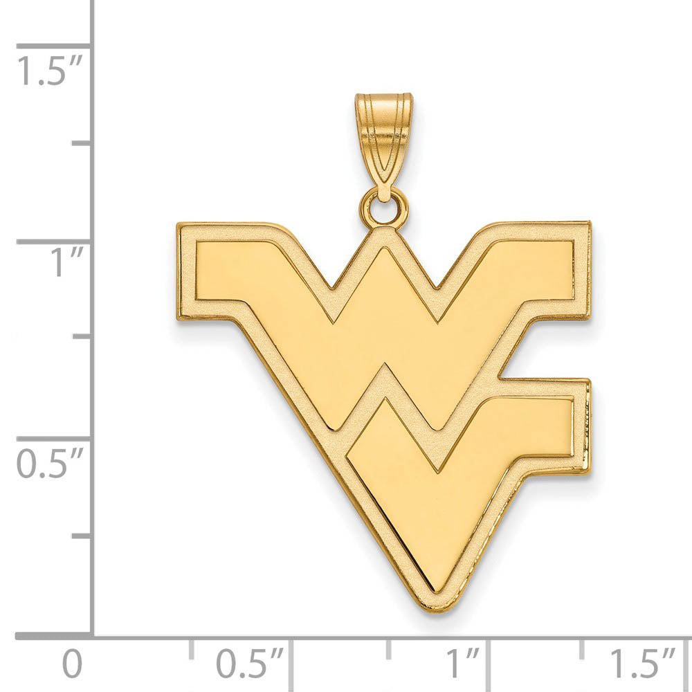 Alternate view of the 14k Gold Plated Silver West Virginia U. XL Logo Pendant by The Black Bow Jewelry Co.