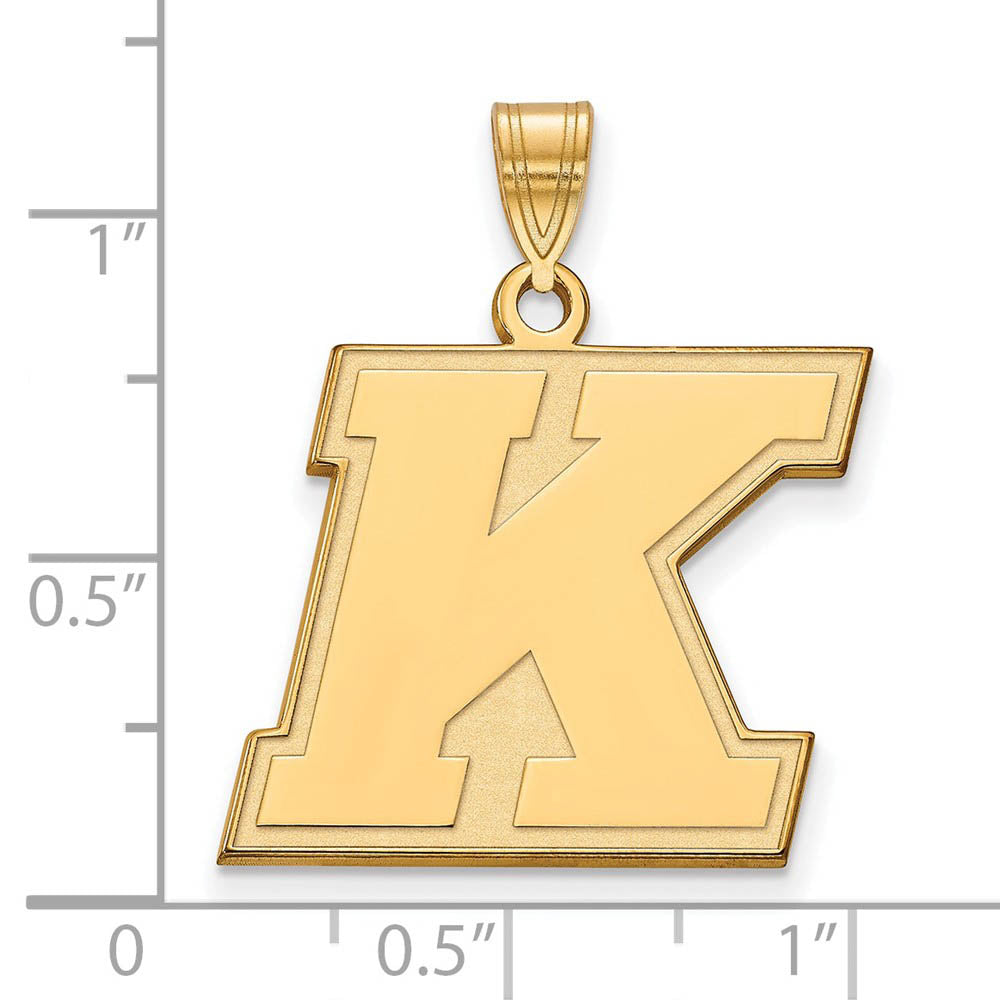 Alternate view of the 14k Gold Plated Silver Kent State Large Pendant by The Black Bow Jewelry Co.