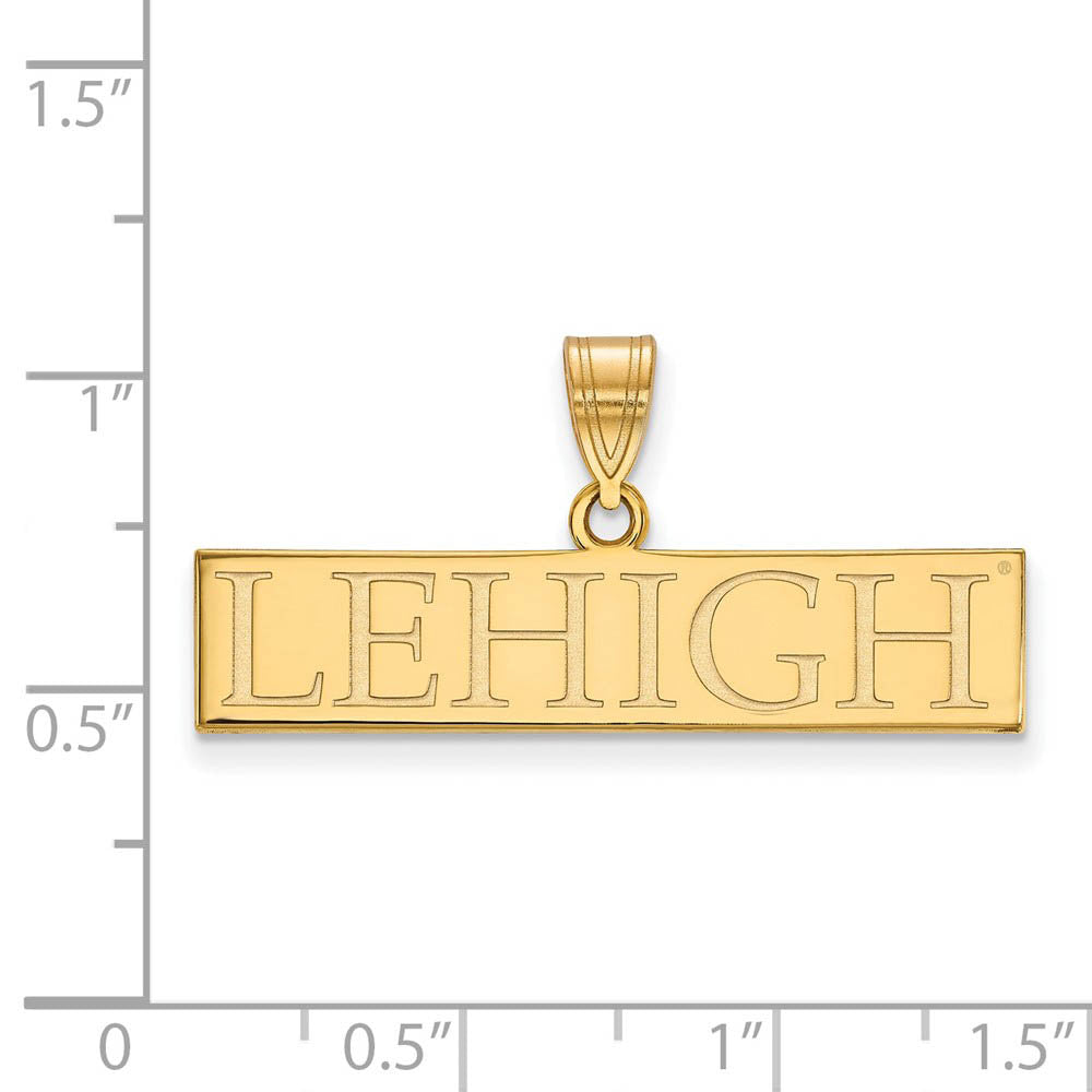 Alternate view of the 14k Gold Plated Silver Lehigh U Large Pendant by The Black Bow Jewelry Co.
