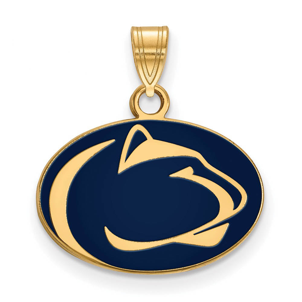 14k Gold Plated Silver Penn State Small Enamel Pendant, Item P24807 by The Black Bow Jewelry Co.
